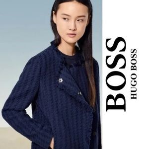 Hugo Boss, Womens, Jicara Frayed Tweed Jacket, Size 14. $445